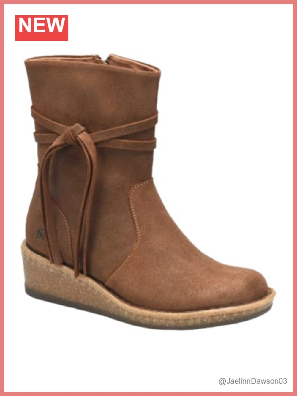 Suede Wedge Ankle Bootie Mid Heel Casual Fall Zip